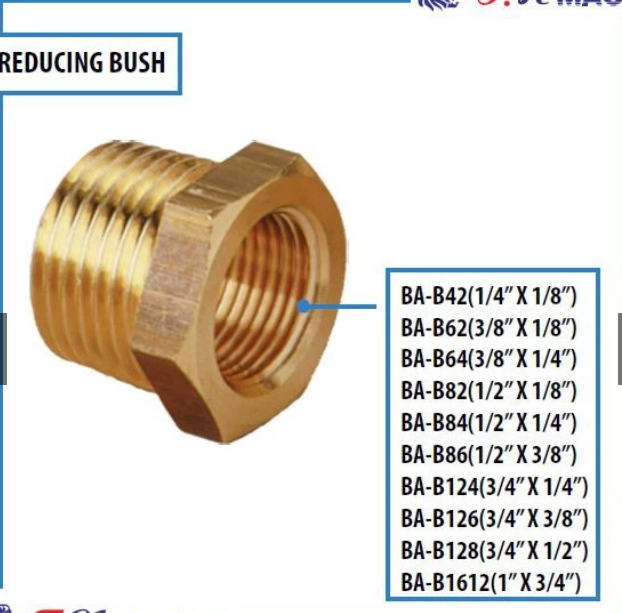 100 pcs BRASS REDUCING BUSH