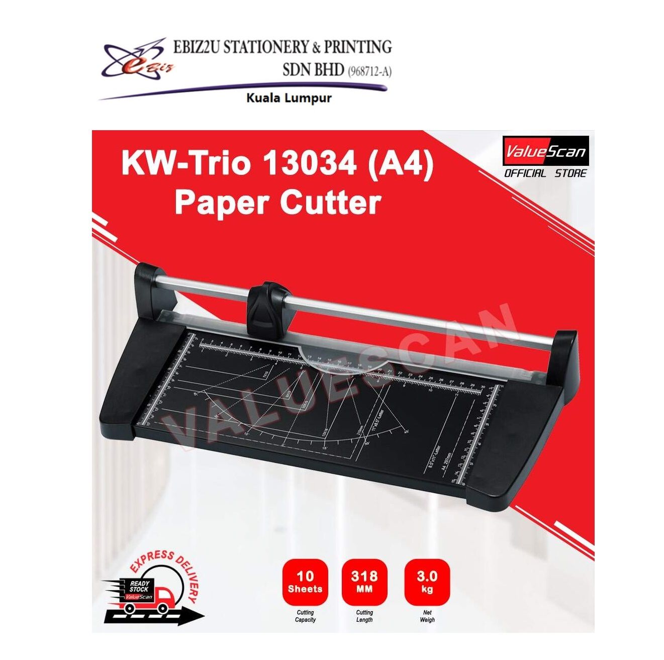 KW-Trio 13034 (A4) Rotary Paper Cutter / Sheet Trimmer