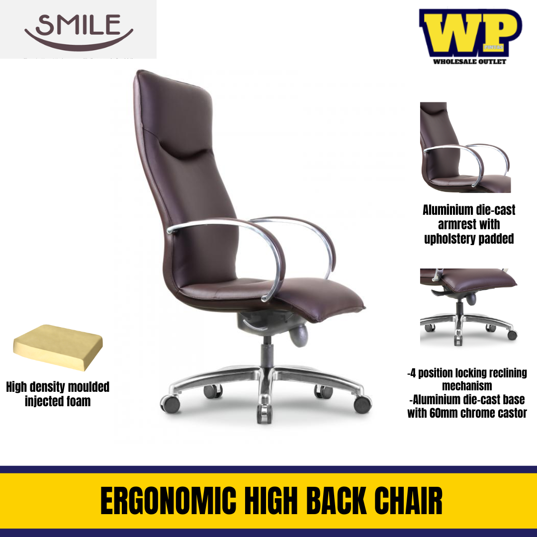 CLASSIC SMILE ERGONOMIC HIGH BACK CHAIR / CLASSIC CHAIR / MODEL SMILE / FABRIC / HALF LEATHER / FULL LEATHER / EXECUTIVE CHAIR / ERGONOMIC OFFICE CHAIR