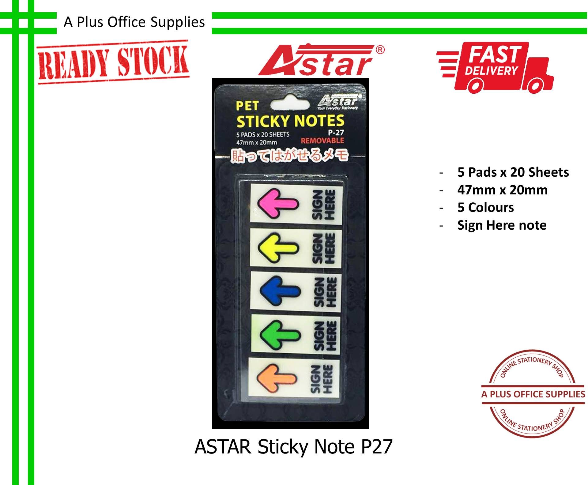 ASTAR Sticky Note P27 47mm x 20mm / Nota Berpelekat Sendiri