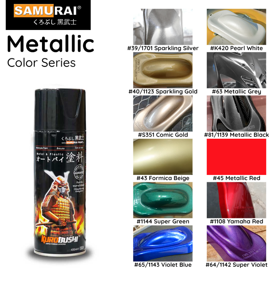 SAMURAI KUROBUSHI MOTORCYCLE SPRAY PAINT (METALLIC COLOURS)