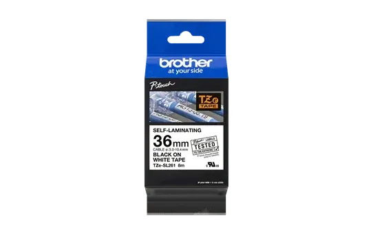 Brother TZe-SL261 Genuine Self Laminating Label, 36mm Black on White