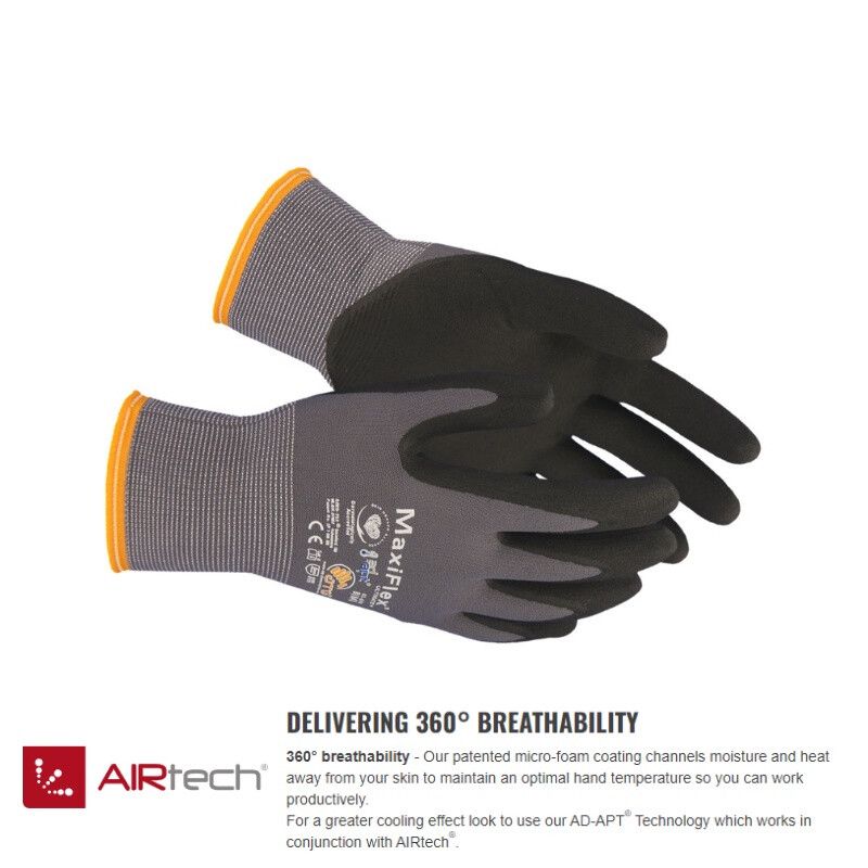 ATG MaxiFlex Ultimate Safety Gloves 42874 With AD-APT Breathable Cooling Technology For Electrician / Precision Handling