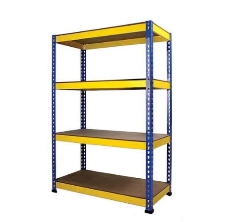 TTF Boltless Rack 1.6 Ton (H)60 inch (D)24 inch (L)72 inch 4 Levels Yellow Blue Storage Rack