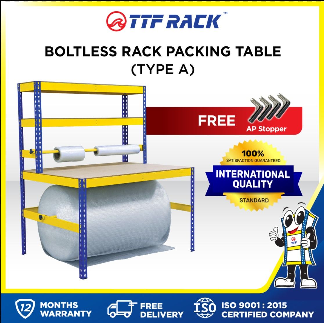 Boltless Rack Packing Table Type A (Yellow & Blue)