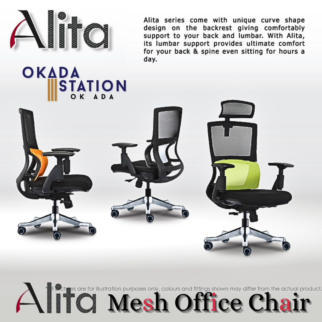 CLASSIC CHAIR ALITA 2 PU LEATHER ERGONOMIC OFFICE MESH CHAIR WITH ALUMINIUM LEG - ALL SIZE/ CLASSIC CHAIR / MESH SERIES / ALITA 2 SERIES / ERGONOMIC MESH CHAIR / ALITA SERIES OFFICE CHAIR / ERGONOMIC OFFICE CHAIR / OFFICE CHAIR / MESH CHAIR / CHAIR /ALITA
