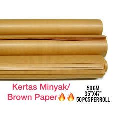 BROWN PAPER / KERTAS MINYAK 50 KEPING [ 50 SHEETS ] 35''' x 47'' 50 GSM