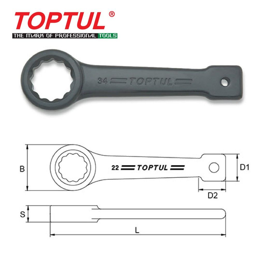 TOPTUL HEAVY DUTY SLOGGING RING WRENCH AAAR SERIES (50MM-105MM)