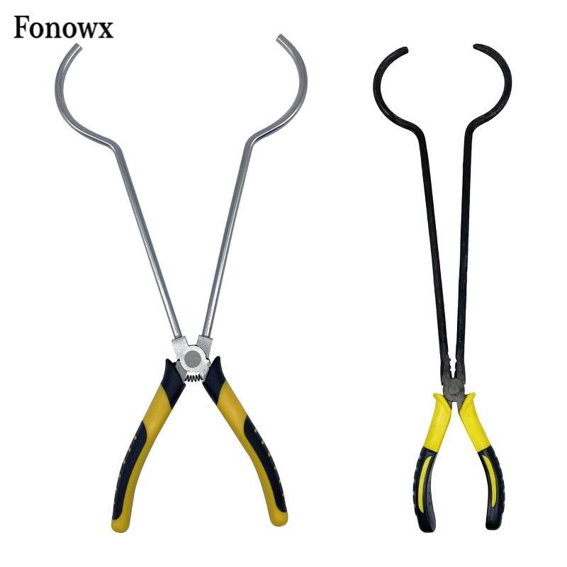 Fonowx 39cm Crucible Tongs Furnace Tongs for Metalworking Multipurpose Double Spring Mechanism Anti Slip Handle Heat Resistant