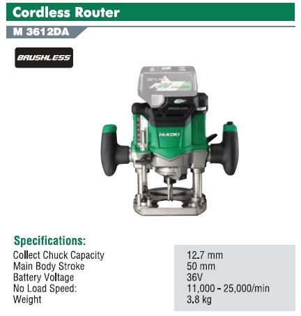 HIKOKI M3612DA CORDLESS ROUTER (BARE TOOL)