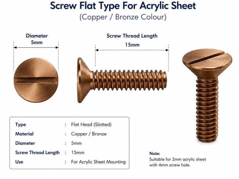 Screw Flat Type for Acrylic Sheet (Bronze)