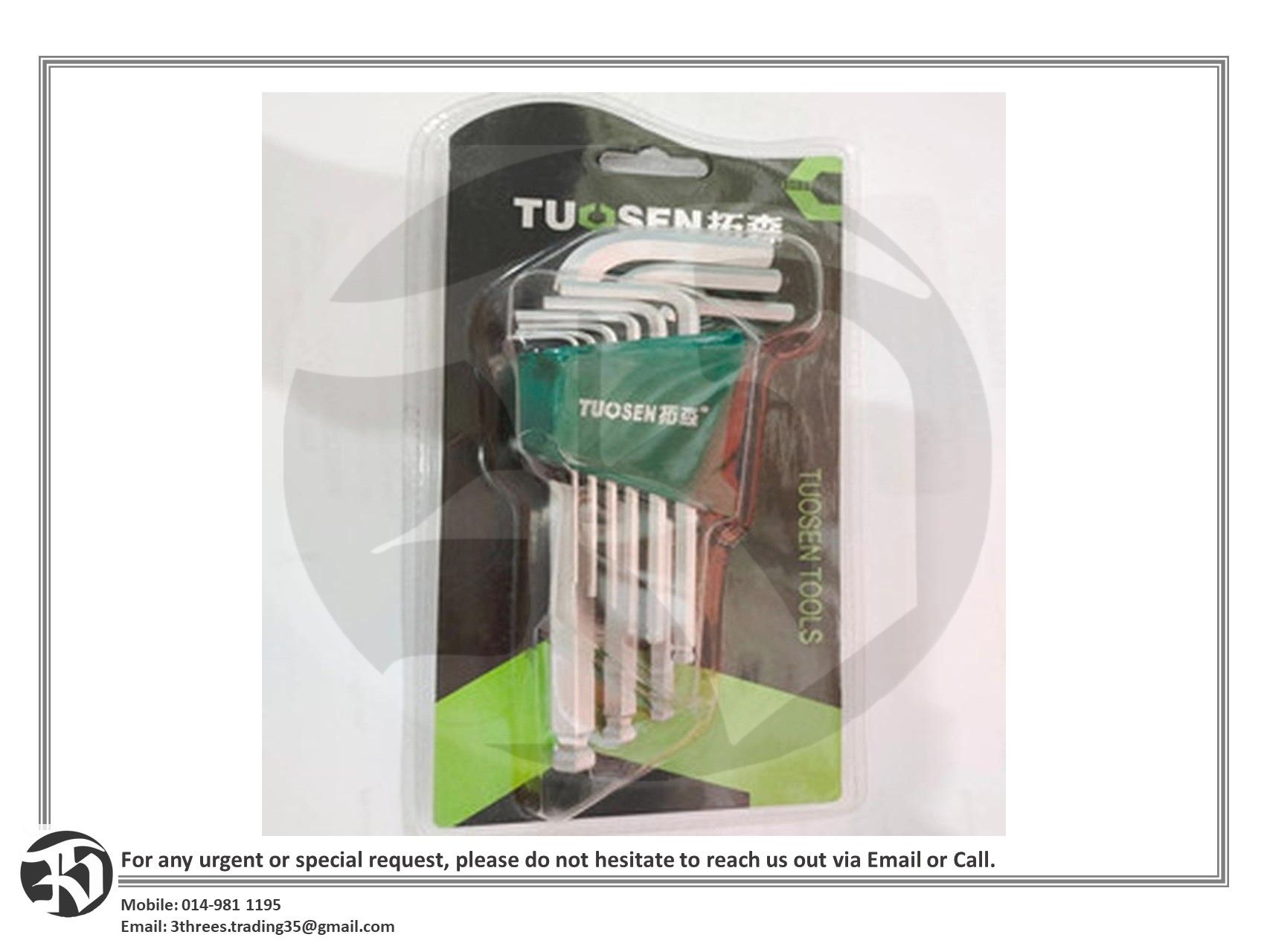 TUOSEN Long 9pcs Allen Hex Key Set 10027