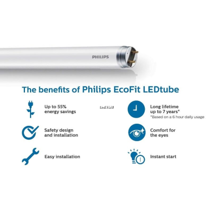 Philips 2FT 8W LED ECOFit 600mm 765 T8 LED Tube Daylight (SIRIM Approved)