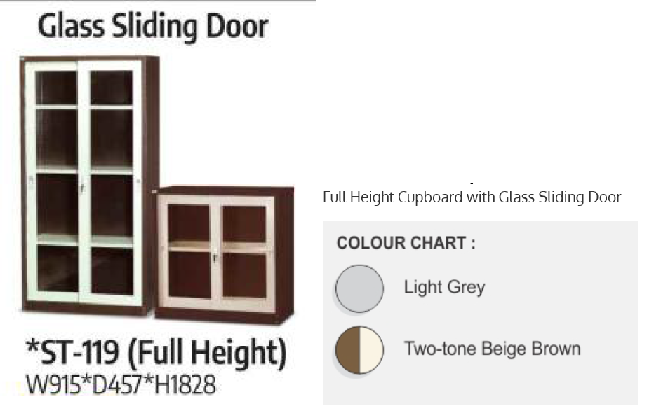 APEX Full Height Cupboard Glass Sliding Door ST-119