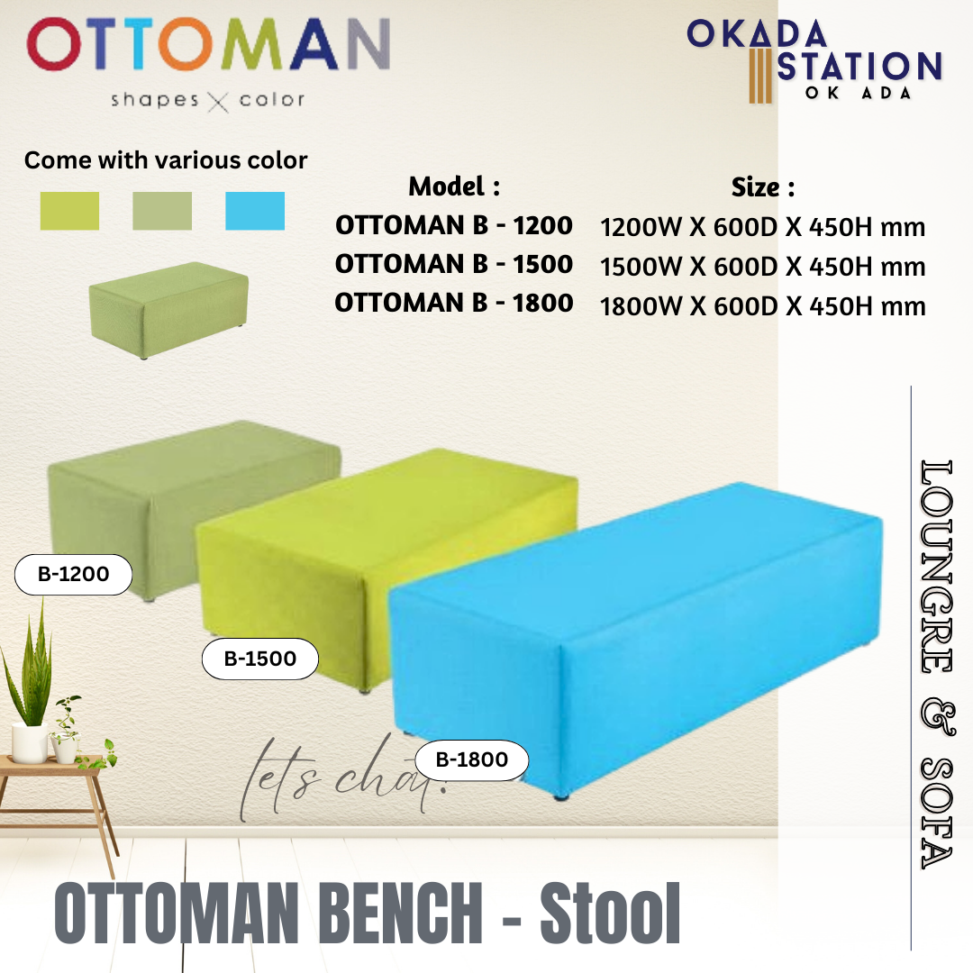 OTTOMAN BENCH- SOFA STOOL / OTTOMAN B / LOUNGE & SOFA / RECTANGLE SHAPE / RECTANGLE SHAPE STOOL / SOFA STOOL / DISCUSSION CHAIR / STOOL / CHAIR / BENCH / PU LEATHER / OTTOMAN SHAPE X COLOR