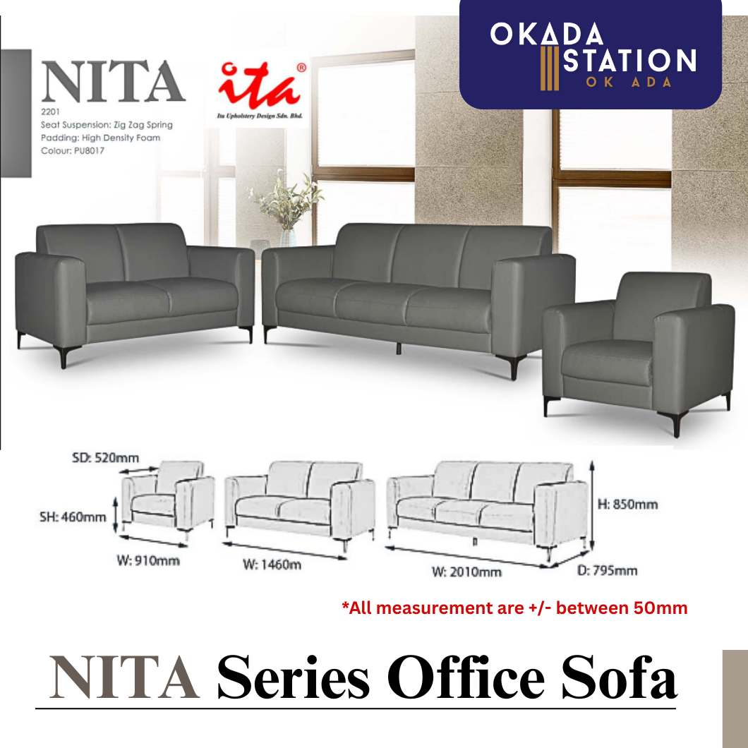 NITA SERIES OFFICE SOFA - ALL SIZE / SINGLE SEATER / DOUBLE SEATER / TRIPLE SEATER / 1+2+3 SEATER SET / VISITOR SOFA / PU LEATHER / FABRIC / SOFA PELAWAT / SOFA PEJABAT / SOFA / NITA 2201
