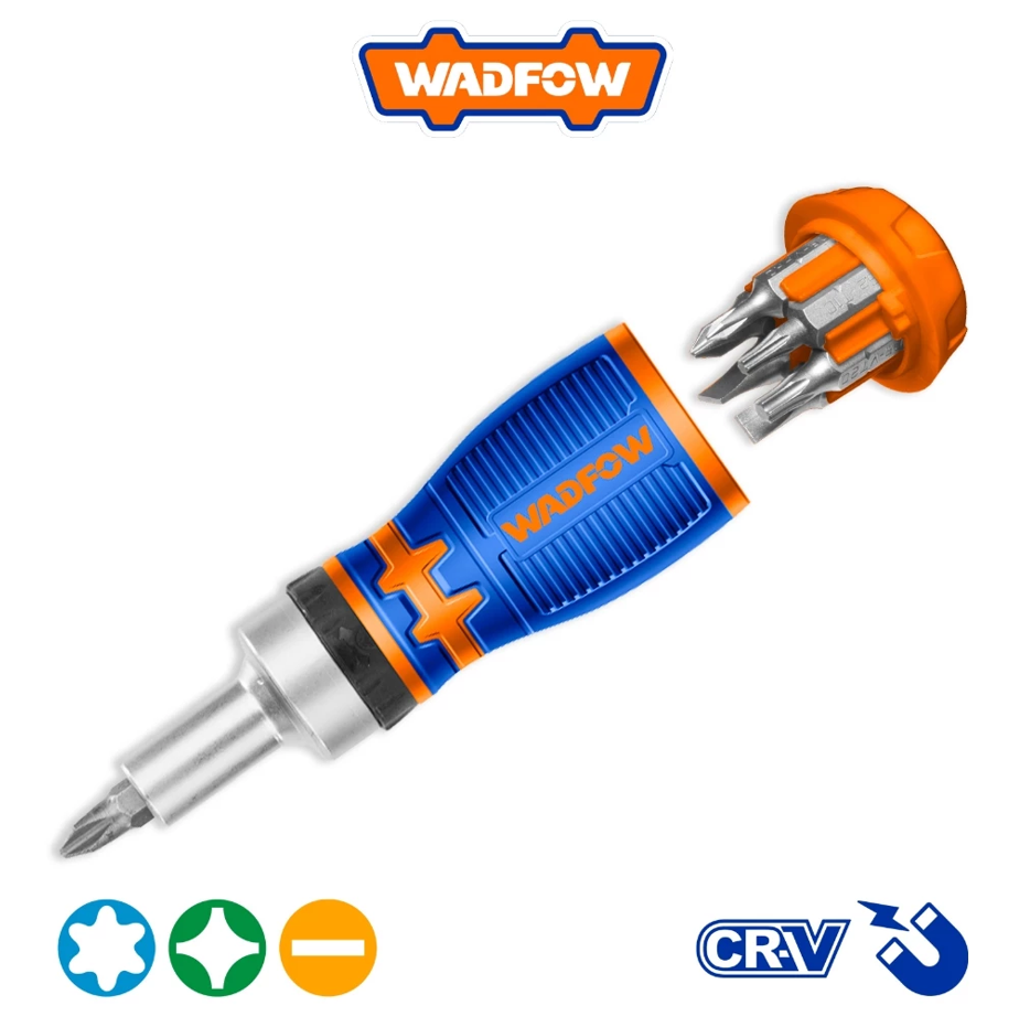 WADFOW 8-IN-1 STUBBY RATCHET SCREWDRIVER SET + RATCHET HANDLE (WSS8608)