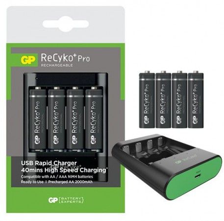 GP USB Rapid Charger Recyko Pro 40 Mins High Speed Charging