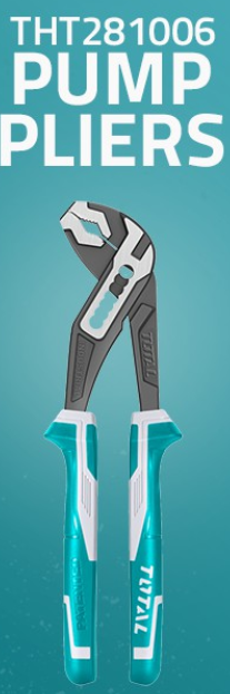 TOTAL PUMP PLIERS FOR WATER/PLUMBING WORK ON BOLTS & NUTS WITH ITS TONGUE & GROOVE CR-V STEEL (10") THT281006
