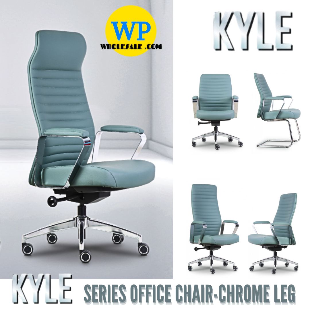 CLASSIC CHAIR KYLE ERGONOMIC OFFICE CHAIR - ALL SIZE / CHROME SERIES / OFFICE CONFERENCE CHAIR / OFFICE SWIVEL CHAIR / EXECUTIVE CHAIR / DIRECTOR CHAIR / OFFICE CHAIR / CHROME HIGH BASE / FABRIC / PU LEATHER / KYLE