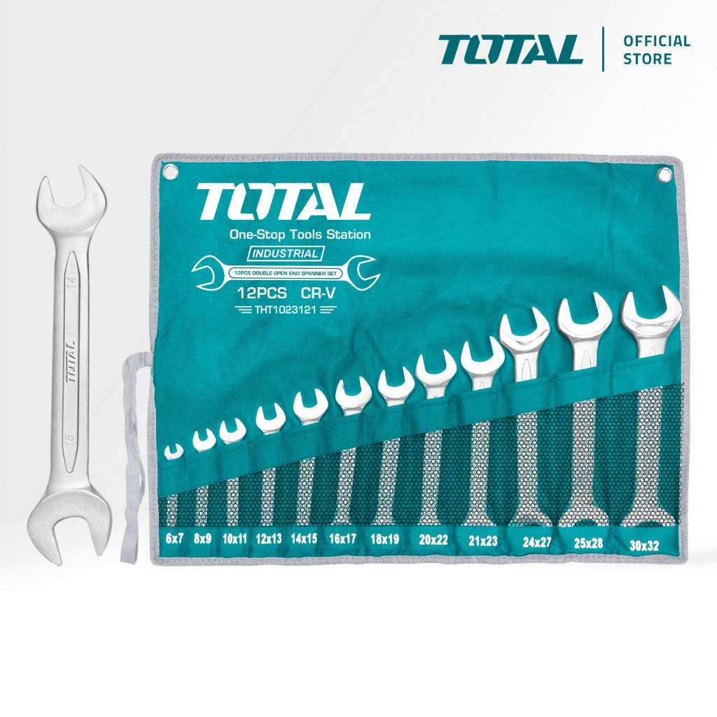 TOTAL DOUBLE OPEN END SPANNER SET CR-V STEEL (6MM-32MM/12 PCS) THT1023121