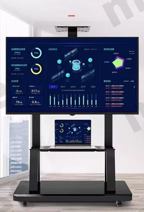Adjustable-height mobile TV stand, compatible with 32'' to 85'' screens