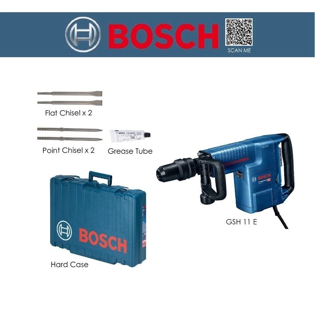 BOSCH GSH 11 E Professional Demolition Hammer With SDS Max SET Auxiliary Side Handle GSH11E 06113168L1 0 611 316 8L1