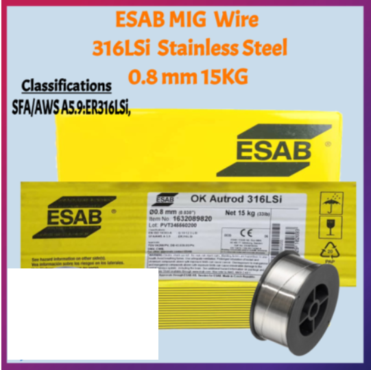 RIGHTWELL ESAB OK AUTROD 316LSI STAINLESS STEEL MIG WELDING WIRE 0.8MM (15KG)