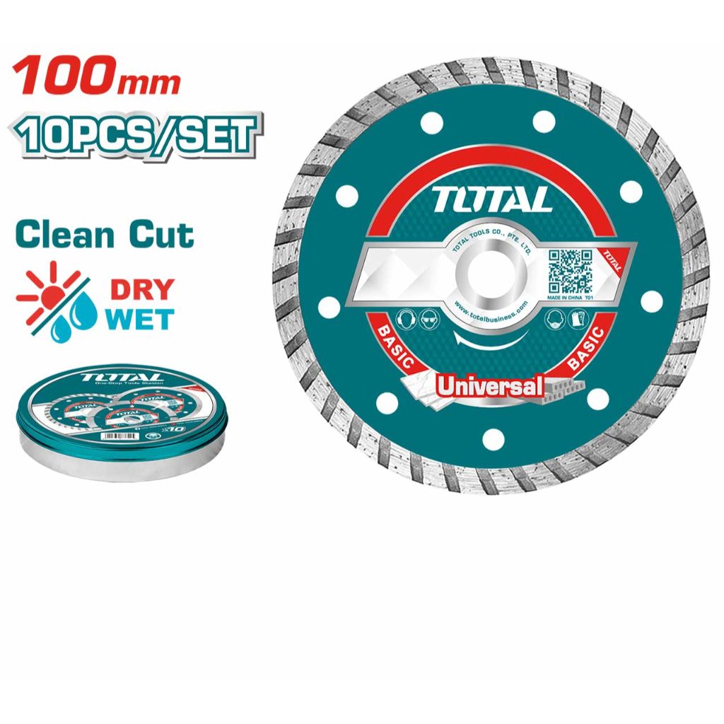 TOTAL TURBO DIAMOND DISC IN METAL BOX CLEAN CUT WET AND DRY CUTTING (BORE 16MM/4"/10 PCS/SET) TAC2131003M