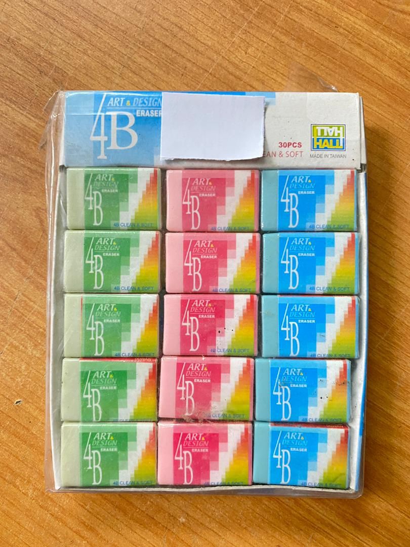 4B ERASER HALL ART DESIGN 30PCS/BOX