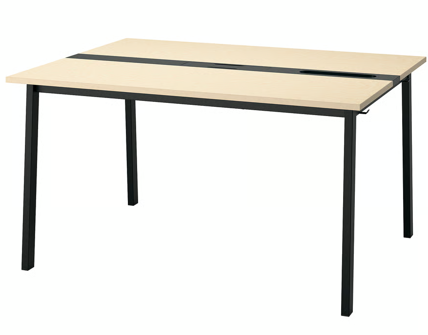 MITTZON Conference table, birch veneer/black, 140x108x75 cm