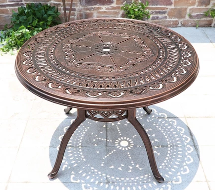 KIMDELIN Outdoor Table Garden Cast Aluminum Coffee Table