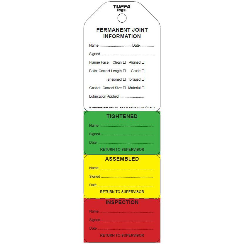 CUSTOMISED INSTRUMENT/JOINT INSPECTION TAG [100s]