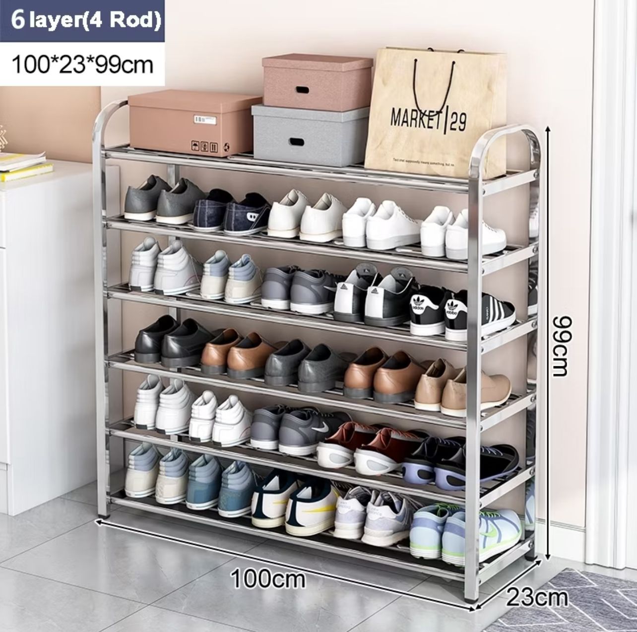 QS Stainless Steel Shoes Rack 5 Tier