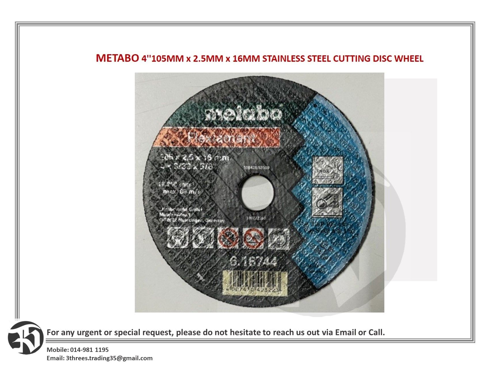 Metabo-Stainless Steel Cutting Disc Wheel