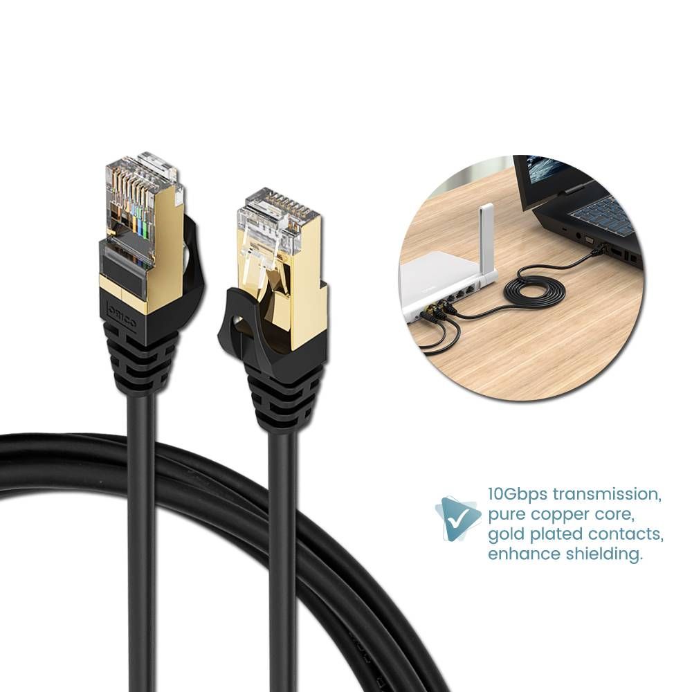 ORICO HIGH QUALITY CAT7 10GBPS ROUND ETHERNET CABLE WITH GOLD PLATED MODULAR PLUG