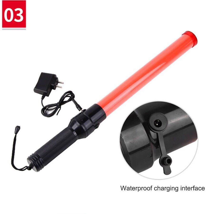 LED Traffic Baton 54cm Safety Signal Warning Flash Constant Light Battery / Rechargeable