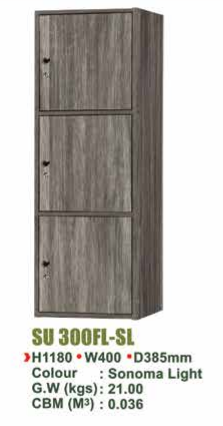 SU UTILITY SHELF WITH LOCKS SU 300FL - SL/N.OAK/WN