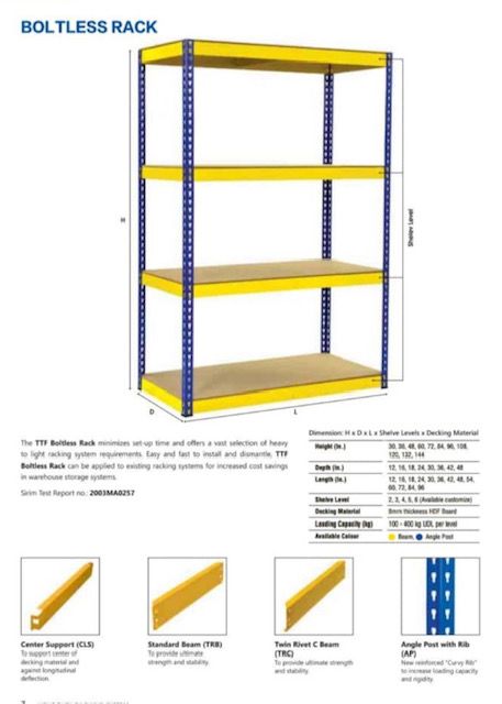 qs Boltless Rack H72" X D18" X L48" X 4 Level