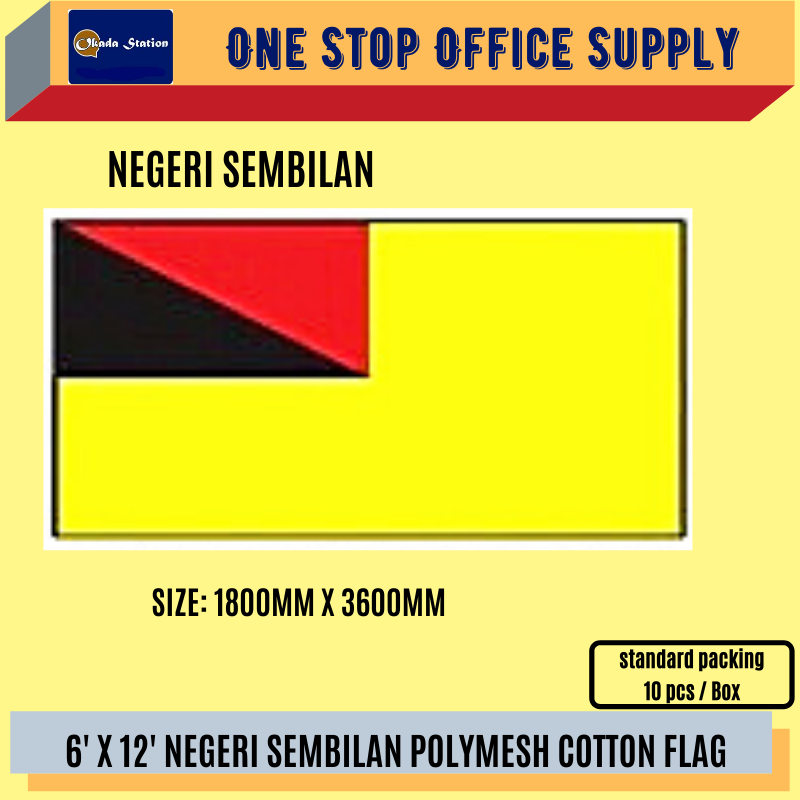 NEGERI SEMBILAN FLAG / FLAG / NEGERI SEMBILAN LARGE FLAG / POLYMESH COTTON / 6' X 12' / 1800 X 3600MM / F1508 / Bendera Negeri Sembilan / Bendera Besar Negeri Sembilan / Bendera