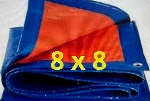 CANVAS 8x8 (Kaki) PE TARPAULIN BLUE ORANGE WATEPROOF