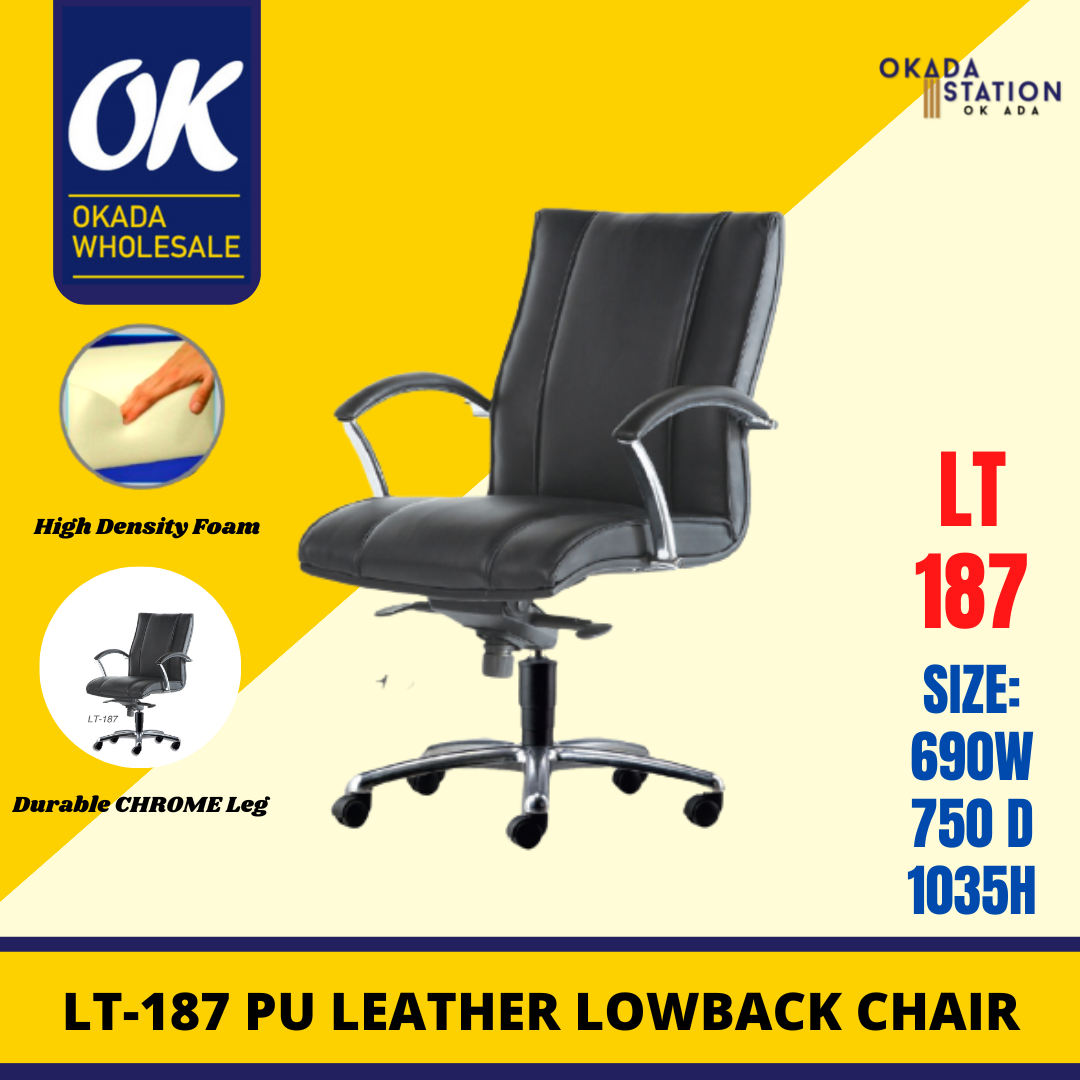 Sagittarius LT-187 ERGONOMIC LOW BACK CHAIR -FULL LEATHER / OFFICE CHAIR / LOW BACK CHAIR / PU LEATHER / LT187 / ERGONOMIC OFFICE CHAIR / PU LEATHER CHAIR / ERGONOMIC CHAIR / CHAIR