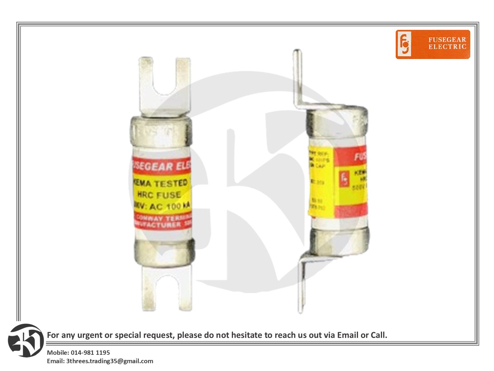 Fusegear Electric HRC Fuse Link FE02 F21 20Pcs/Box