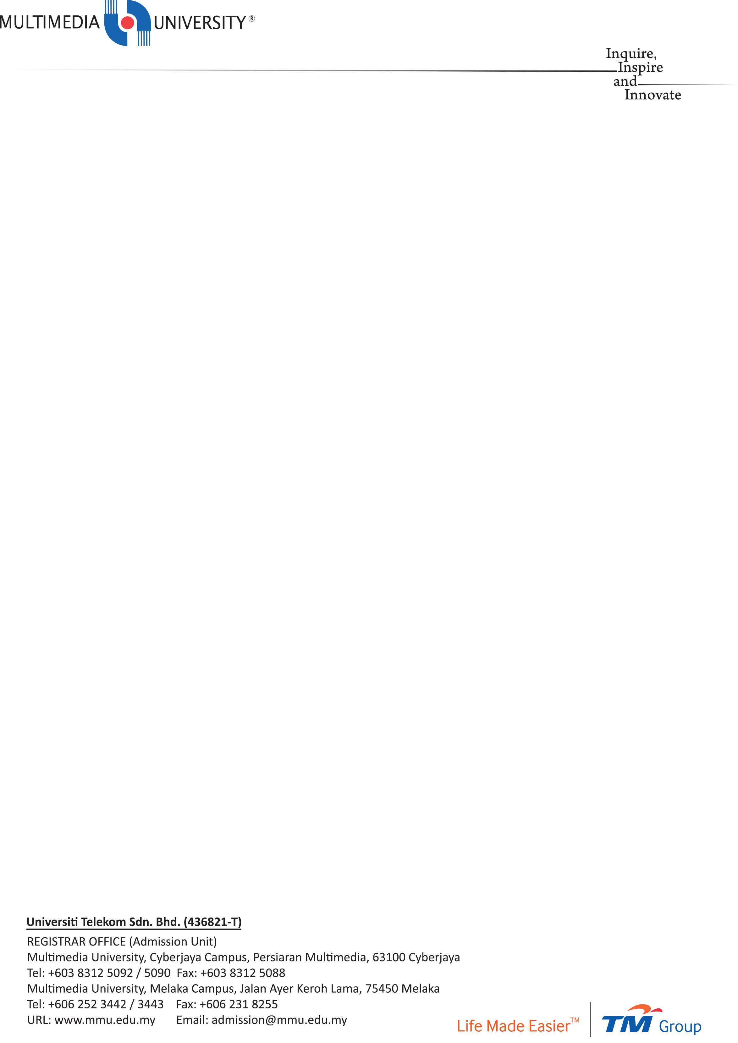 MMU Letterhead (Moq 20 rim)