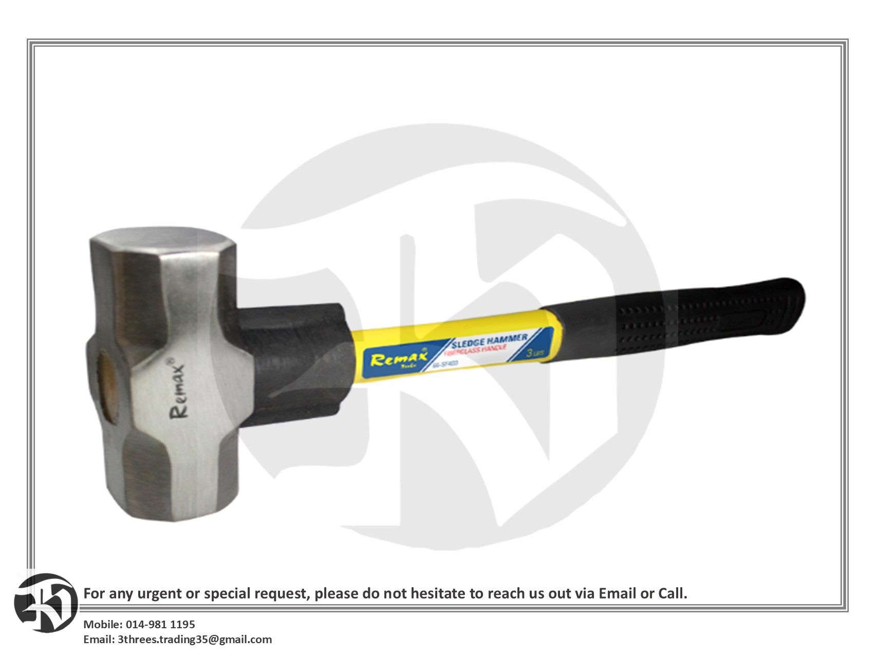 REMAX- Sledge Hammer With Fibreglass Handle 8LB-12LB