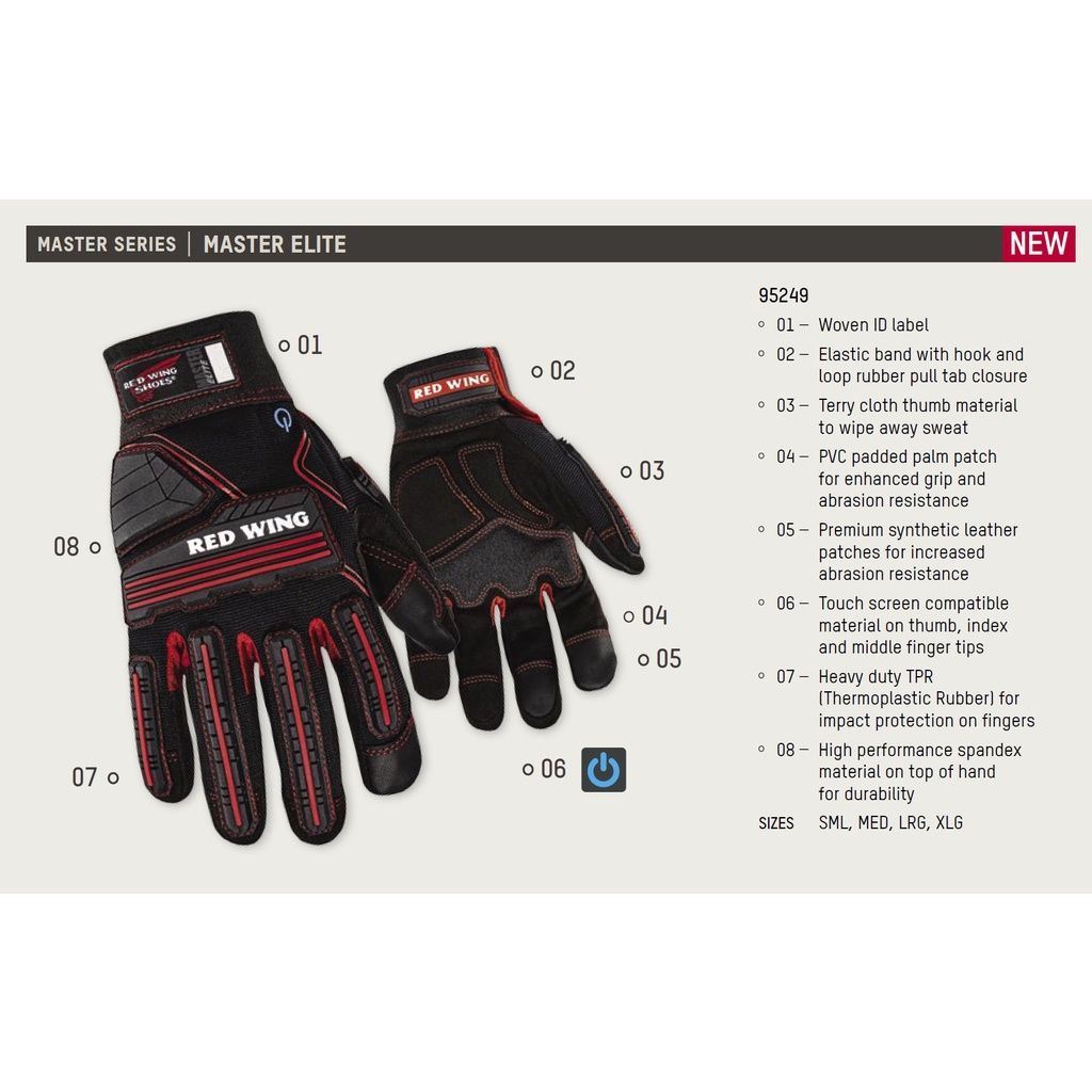 RED WING 95249 MASTER ELITE WORKING GLOVE, SAFETY WORKING GLOVE (M , L & XL)