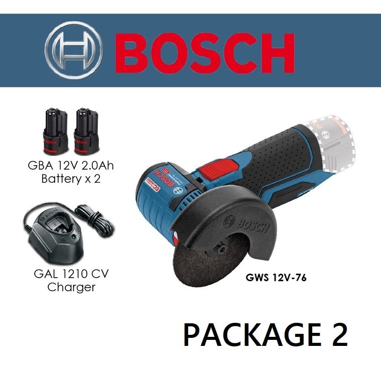 Genuine Bosch Malaysia Warranty - Bosch GWS 12V-76 EC Professional Cordless Angle Grinder with Battery and Charges