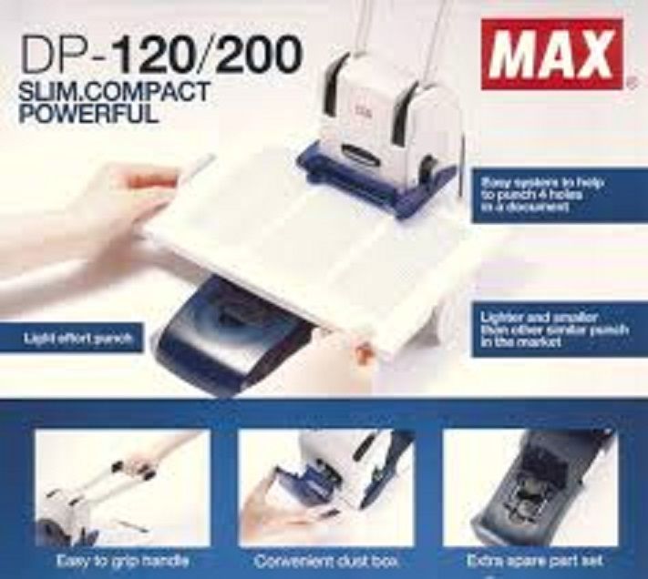 MAX DP-200 Puncher (BLUE) Heavy Duty 2 to 4 Hole Punch - penumbuk 2 lubang, puncher paper, 2 Hole Puncher, heavy duty puncher