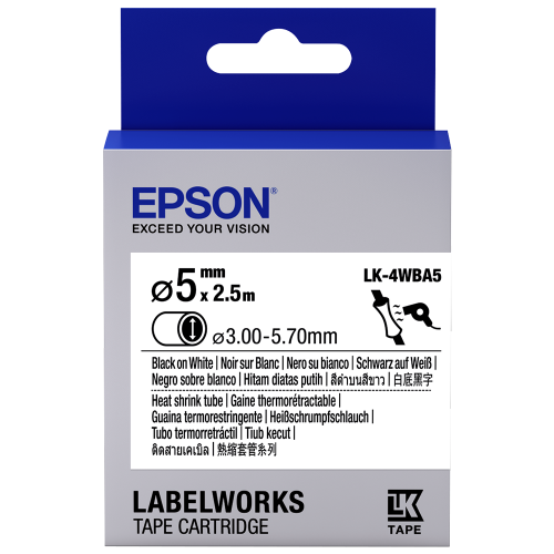 Epson Black on White, Heat Shrink, DIA.5(Item No:EPS LK-4WBA5)