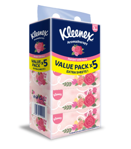 10x5x80s Kleenex Rose FT Box 3ply (33347G)